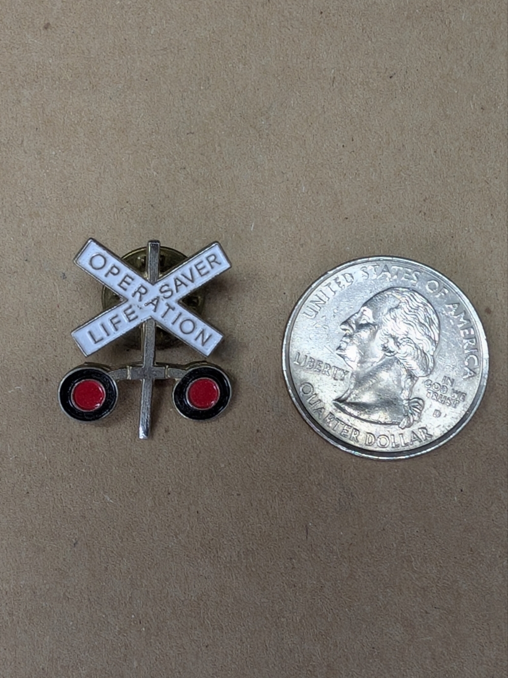 Operation Life-Saver Red & White Railroad Signal Lapel Pin or Tie Tack - Picture 3 of 3